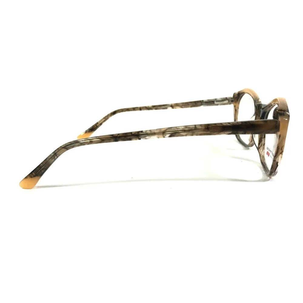 Takumi Eyeglasses Frames TK1145 10 Brown Yellow Marble Horn Geometric 52-19-140